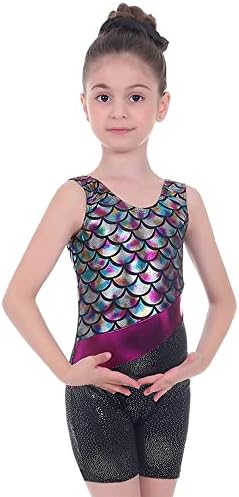 Meninas vestido de verão de lantejacas escala de peixes terno de ginástica fina seção de peças de balé infantil