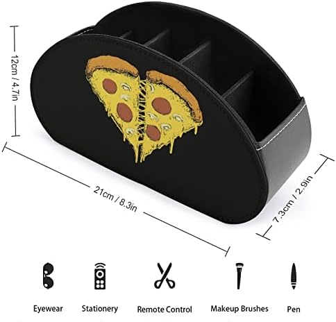 Pizza Heart Impressed TV Remote Organizer Box Control Titulares PU couro 5 Compartimentos Contêiner de armazenamento