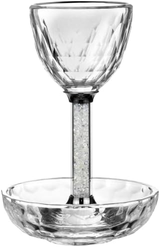 Bok -Tov Shalom Crystal Kiddush Cup - Copo premium de vinhos e pires premium para Shabat, Havdalah, Páscoa - Judaica