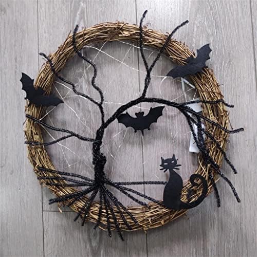 Jahh Feliz Halloween Greath Fling Up Black Bat Cat Wreath Pingente Halloween Decor para material de festa em casa