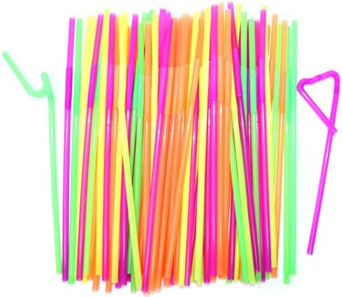 Pertos de neon flexíveis - canudos plásticos descartáveis ​​- canudos livres de bpa bebendo plástico feito - canudos flexíveis