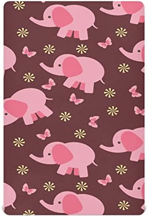 Umiriko fofo elefante rosa pacote n tocar baby playard lençóis, mini lençol para garotas meninas jogadores matemess capa 20246403