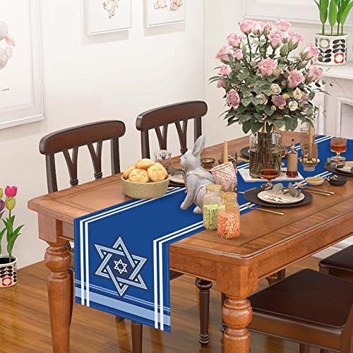 Linen Pesach Star Table Runner Festival Judaico Purim Páscoa Hanukkah Rosh Hashanah Sukkot Pesach estrela Matzah