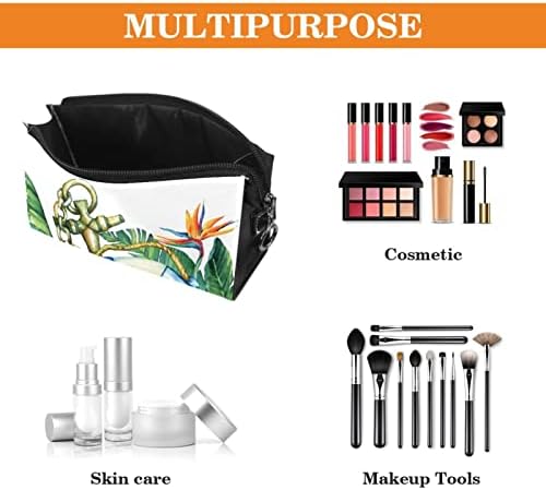 Bolsa de maquiagem à prova d'água, bolsa de maquiagem, organizador cosmético de viagem para mulheres e meninas, âncora tropical Havaí