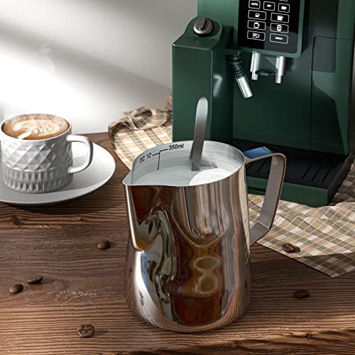Jarro de jarro de espuma de leite - 12 onças/350 ml de aço inoxidável Ferramentas de café em aço - adequado para café expresso,