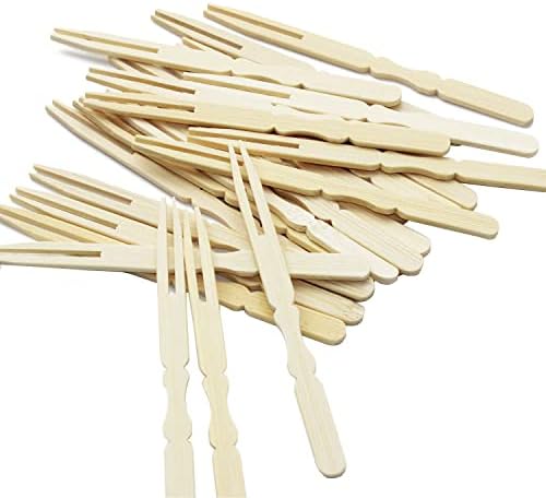 Picks de garfo de madeira de 4 polegadas, 900 pcs mini garfos de coquetel de madeira, garfos de aperitivo de bambu