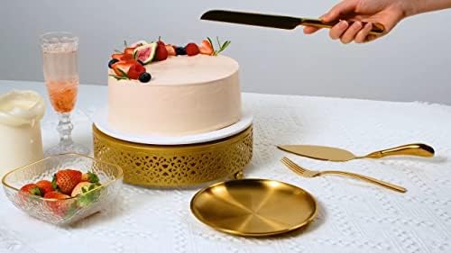 Servidores de pastelaria de torta de bolo de ouro, conjunto de servir de bolo de ouro, conjunto de corte de bolo de ouro, faca