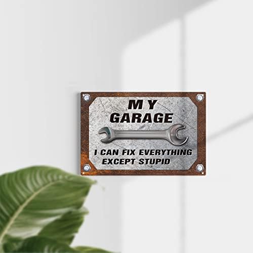 Vintage minha garagem eu posso consertar tudo o sinal de lata decoração de parede em casa country 8 x 12 polegadas garagem metal pendurando sinal interno decoração