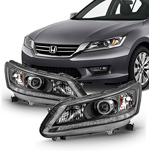 Akkon - Para 2013-2015 Honda Accord Sedan Halogen Model Black Heartlight Driver + Par de Passageiro