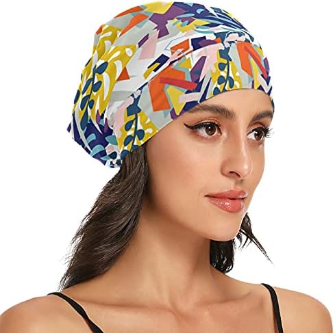 Skull Cap boné Sleep Work Hat chapéu de capô para mulheres Flores tropicais Pintura abstrata Cap boné de trabalho Hair