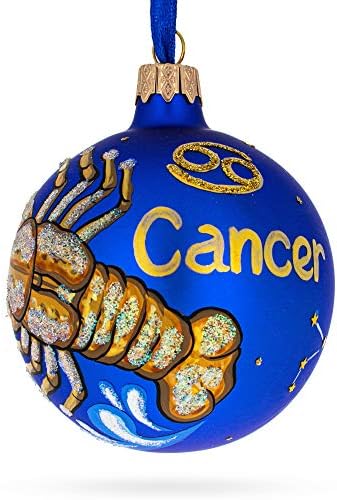 Cancer Astrológico do zodíaco Horoscópio Bola de vidro Bola de Natal Ornamento de Natal de 3,25 polegadas