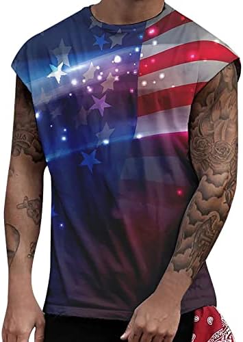 2023 Novos tanques casuais masculinos com estampa americana com estampa de mangas com mangas músculos patrióticos camisetas frias masculas