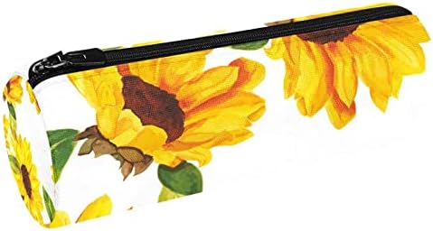 Caixa de lápis Guerotkr, bolsa de lápis, caixa de lápis, caixa de lápis estética, padrão de planta de flor de girassol amarelo