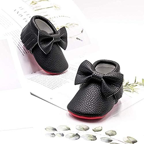 Bebila Double Bow Fringe Baby Mocassins - Soft de solteiro Sapatos de bebê meninas