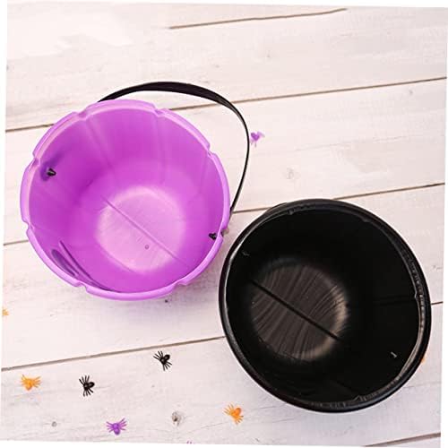 Sewacc 6 PCs Pumpkin Bucket Kids Basket Decor Recipientes de doces Plástico Halloween Baldeen Flue- Or- Treat Storage