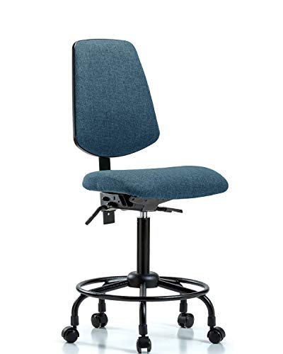LABTECH ASSENTO LT42380 Cadeira de bancada média, tecido, base de tubo redondo médio -traseiro -Chetes, rodízios, cinza