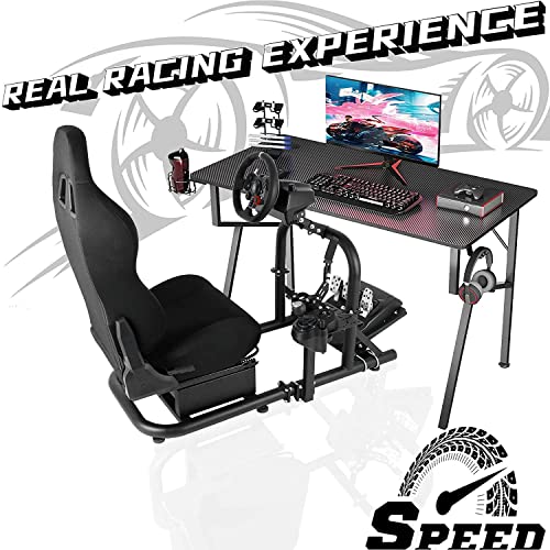 Cockpit de simulador de corrida de Dardoo com suporte de roda de corrida de assento preto para Logitech G29 G920 G923 Thrustmaster