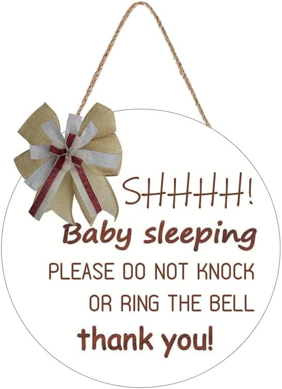 Adorável arco de bebê Baby dormindo sinal da porta, não bata ou toce a campai