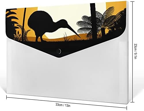 Pássaro Kiwi no pôr do sol 6 bolso expandindo a pasta plástica Importan Document Paper Organizer Rótulos Pastas de acordeão com fechamento de encaixe