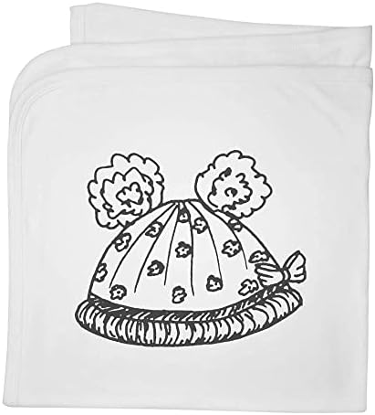 Chapéu de bebê de Azeeda com cobertor/xale de bebê de algodão de Pom Poms