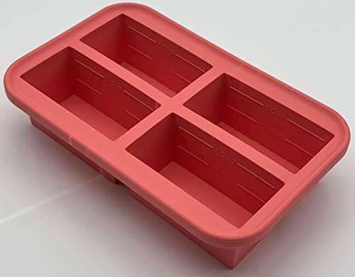 Bandeja de congelamento de silicone qubix sloop, rosa, 4 xícaras, com tampa, pesa 485gms, 6,6x10,4x2,4 polegadas,