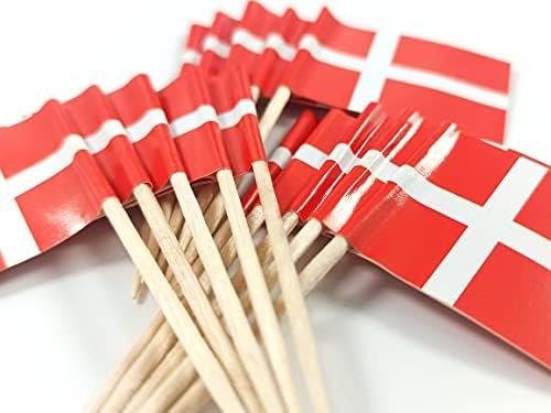 JBCD Dinamarca Bandeira de dente da Dinamarca Mini bandeiras de tampo de cupcakes dinamarquês