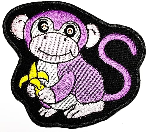 Kleenplus 3pcs. Purple Cute Monkey Cartoon Ferro em Patches Atividades O logotipo bordado vestirá Jeans Jeans Jeans Backpacks