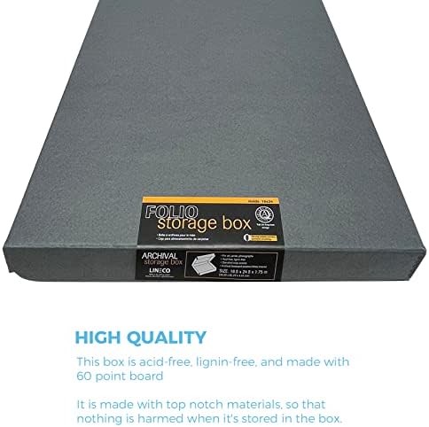 Lineco Gray 18x24 CLAMSHELL Box 18,5 x 24,5 x 1,75 . Arquivo com borda de metal.