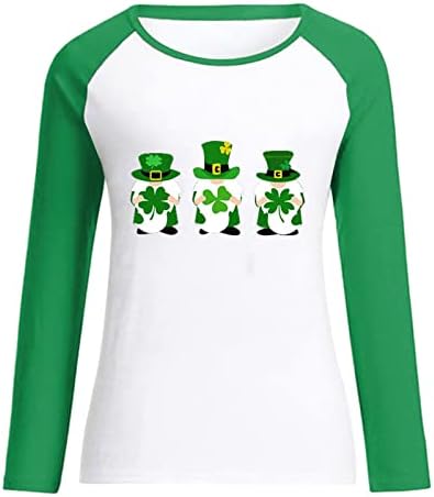 Blusa do dia de São Patrício para mulheres Floral Soft O pescoço Plus Size Party Irish Roupfits