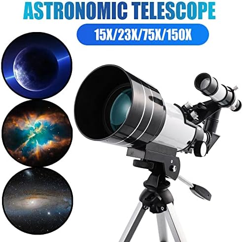 Jahy2tech Telescópio para crianças adultos Astronomia iniciantes Telescópio de refrigeador astronômico profissional com abertura de 70 mm e distância focal de 300 mm, suporte de tripé ajustável, suporte para celular