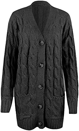 Cabo de malha feminina Aberto do cardigã frontal Sweater de manga comprida botão solto para baixo casaco de roupas
