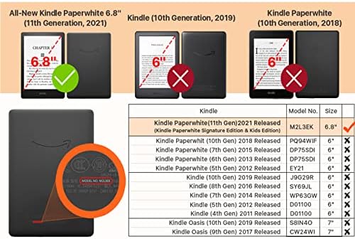 6,8 Caso de suporte pintado para 2021 11th Gen Kindle Paperwhite ， Case Premium com Aguarda Automática e Sleep, Slot