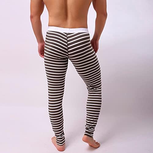 Leggings listrados de homens Long Johns Thermal Pant para meninos adolescentes Térmicos Roupa de baixo