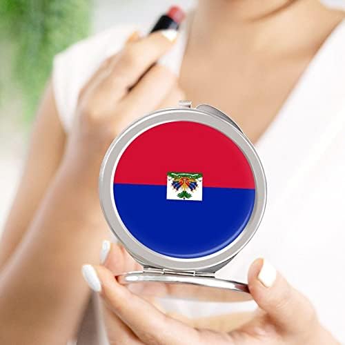 Bandeira do espelho de bolso compacto do Haiti portátil espelho cosmético dobrável 1x/2x ampliação de 1x/2x