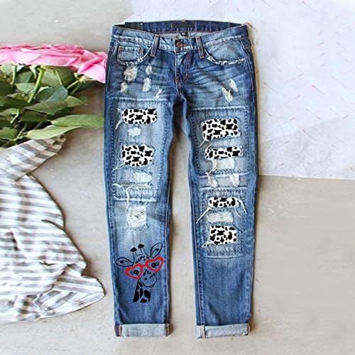 Ilugu Fashion Fashion Print Street Loose lavado cintura polida jeans calças jeans de jeans calças jeans de jeans