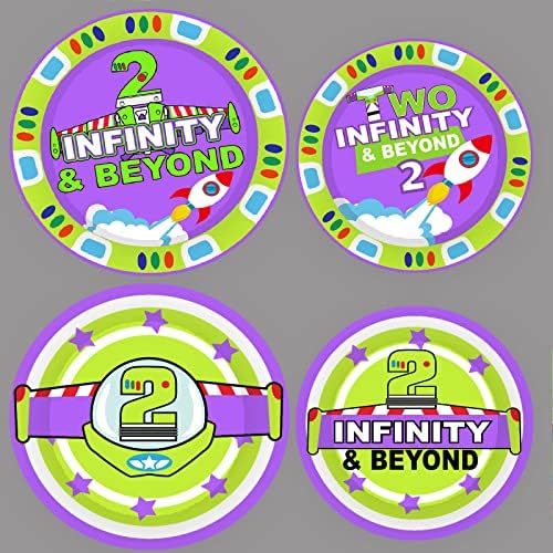 Metixoze Two Infinity e Beyond Birthday Decorations Buzz Cartoon Light Inspired Year Toy Inspired Story Birthday Party Supplies