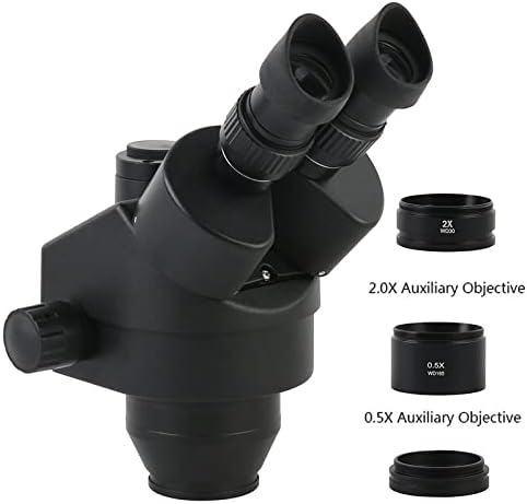 Kit de acessórios para microscópio para adultos 3,5x 7x 45x 90x Microscópio estéreo focular simul-focal WF10X/20mm Laboratório de óculos consumíveis preto)