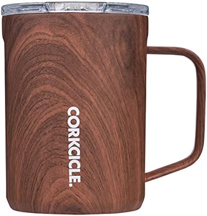 CORTE DE CORQUE DE 25 oz e 16 oz de caneca de caneca de caneca - aço inoxidável com isolamento triplo, madeira de nogueira