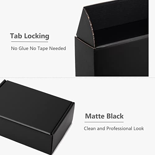 Caixas de remessa Timirog 13x10x3 polegadas 20 pacote caixa de papelão preto para pequenas empresas, caixas corrugadas guia bloqueio