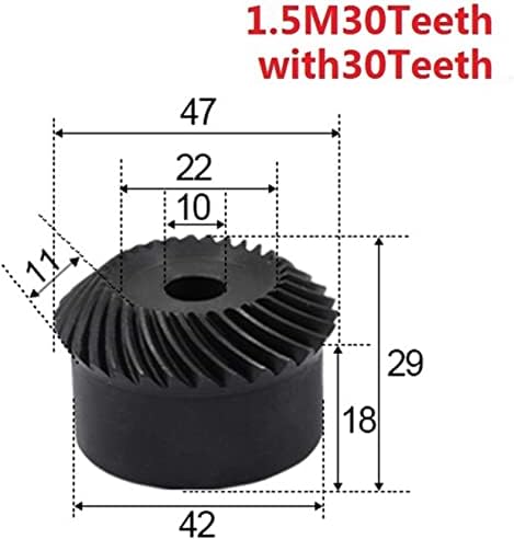 Bienka 2pcs 1: 1 engrenagem chanfrada 1.5 módulo 30 dentes + 30t orifício interno 10mm 90 graus comutação de unidade carbono engrenagens de aço engrenagens