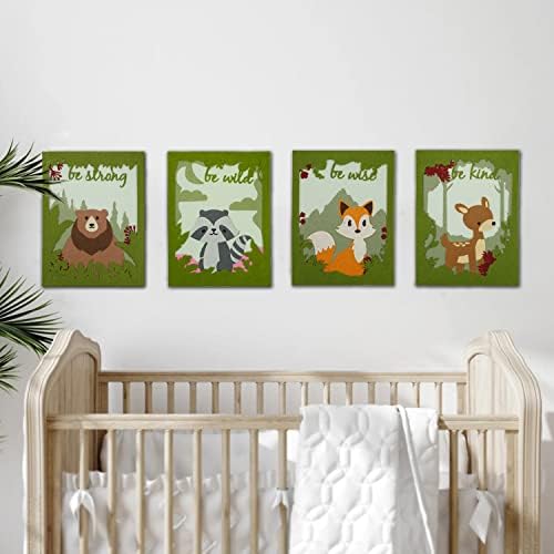 Chefan Multi-camadas de camada-florestal decoração de berçário para meninos e meninas, 4 pacote decoração de quarto de bebê com animais florestais- veados de guaxinim de raposa, decoração de parede da floresta para berçário e quarto de crianças