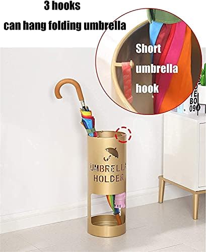 Kuyt Umbrella Stand, guarda -chuva Home Hotel Metal Hollowout Umbrella Bucket com 3 ganchos, pode segurar 12 guarda -chuvas