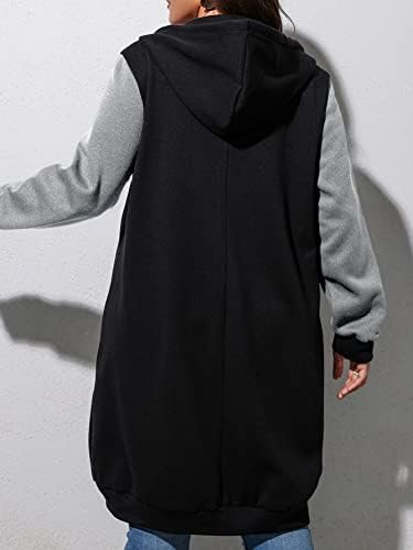 Tayash Sweatshirt for Women - Plus Colorblock Raglan Sleeve String Capuz Capuz do zíper