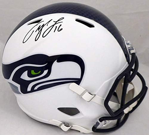 Tyler Lockett autografou Seattle Seahawks planos foscos brancos de tamanho completo Réplica de velocidade Capacete MCS Holo #54452 - Capacetes NFL autografados