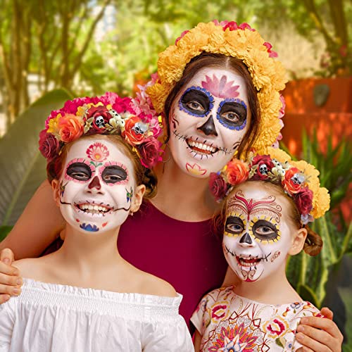 Cyiwhi Dia do Skull Dead Sugar Skull Flor da coroa da coroa da cabeça do Halloween Masks Máscaras de máscaras mexicanas Dia de Los Muertos
