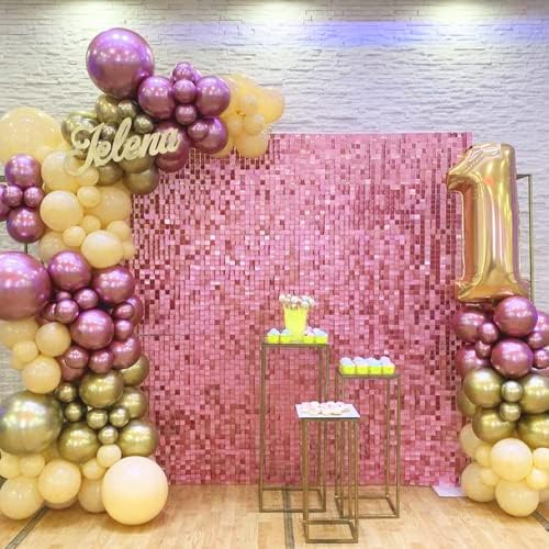 Distolador de cenário de parede dourada painéis de cenário de brilho rosa para festas de festas de aniversário de festas de