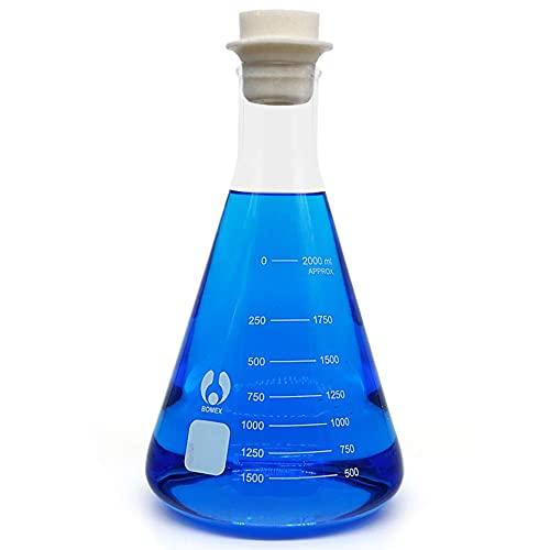 Flask de vidro Erlenmeyer Flask Set Boca estreita 2000ml de cilindro de vidro graduado de 2000 ml de cilindro 5ml 10ml 50ml 100ml