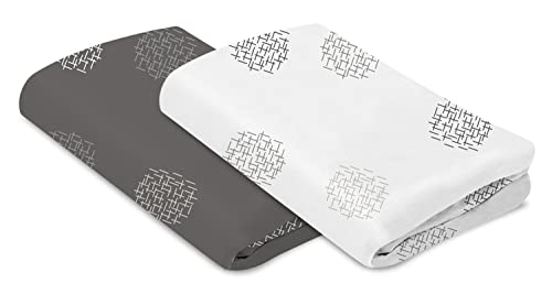 4moms breeze playard lençóis, para berços e móveis para bebês, lavável máquina e algodão, branco e cinza, 2 pacote