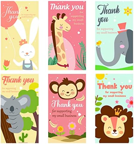 150pcs Obrigado por apoiar meus pequenos cartões de visita, cartões de agradecimento pequenas empresas, 6 estilos mini cartões