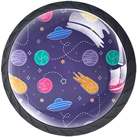 Gaveta redonda de tyuhaw puxões de desenho animado crianças jogam planetas de ufo impressão de padrões com parafusos